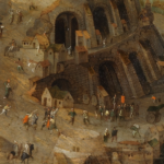 Detalle de: Construcción de la Torre de Babel (circa 1595). Óleo sobre tabla, 43,2 x 42,9 cm. Atribuida a Peter Brueghel el Joven