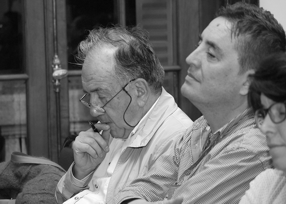 Joan Margarit y Luis García Montero director del Instituto Cervantes foto de Pascual Borzelli Iglesias