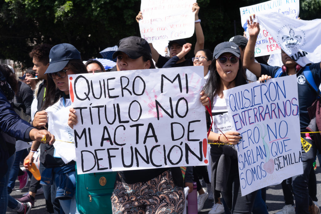 Manifestación en Puebla, marzo de 2020. Foto de Alexis Salinas