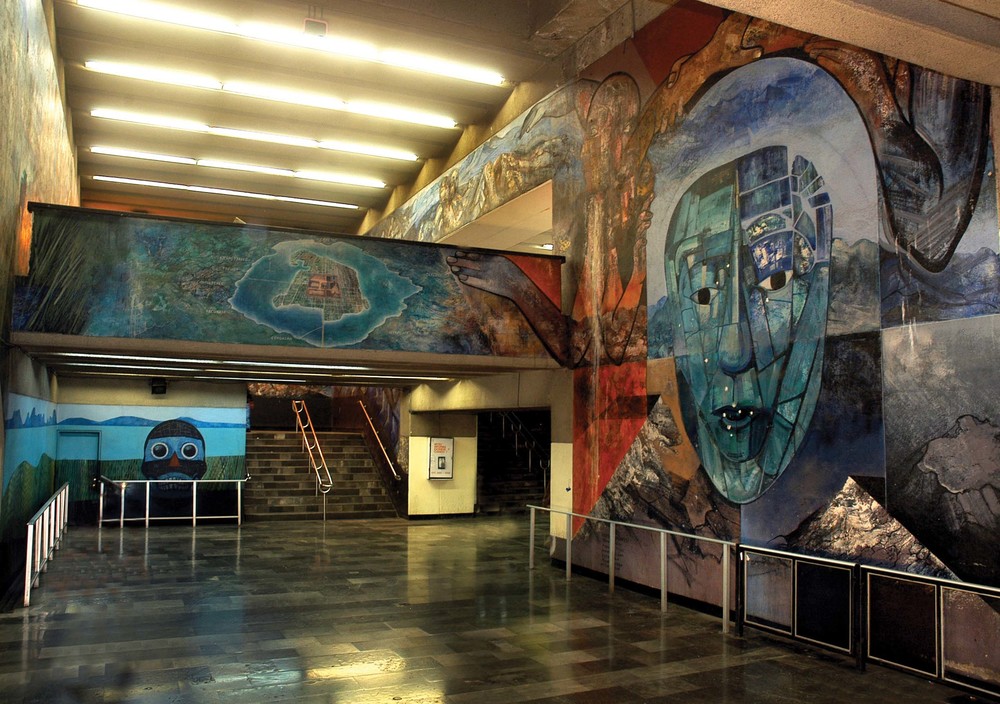 Del Códice al mural de Guillermo Ceniceros Sistema de transporte colectivo Metro estación Tacubaya. Imagen tomada de la página oficial del autor
