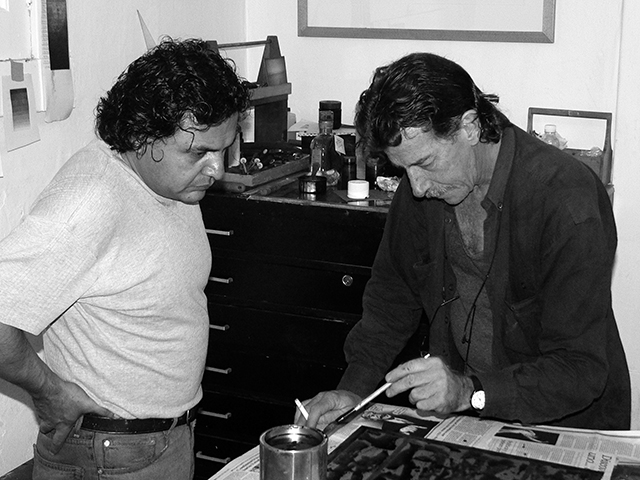 Ramón Durán, grabador, y Santiago Rebolledo
