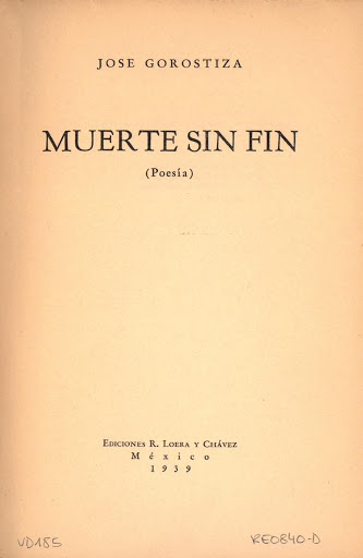 Portada de la primera edición de Muerte sin fin de José Gorostiza