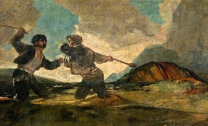 Duelo a garrotazos de Francisco de Goya. Óleo sobre tela