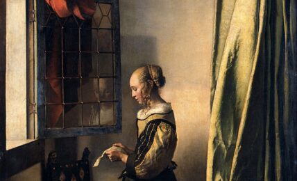 Detalle de Muchacha leyendo una carta. Pintura de Johannes Vermeer.
