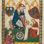 Escriba en el Codex Manesse. Facsímil de la Biblioteca de la Universidad de Heidelberg.