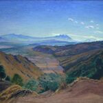 Valle de México desde la carretera de Cuernavaca, del Dr. Atl. Óleo sobre tela. 110 cm x 145 cm. 1955.