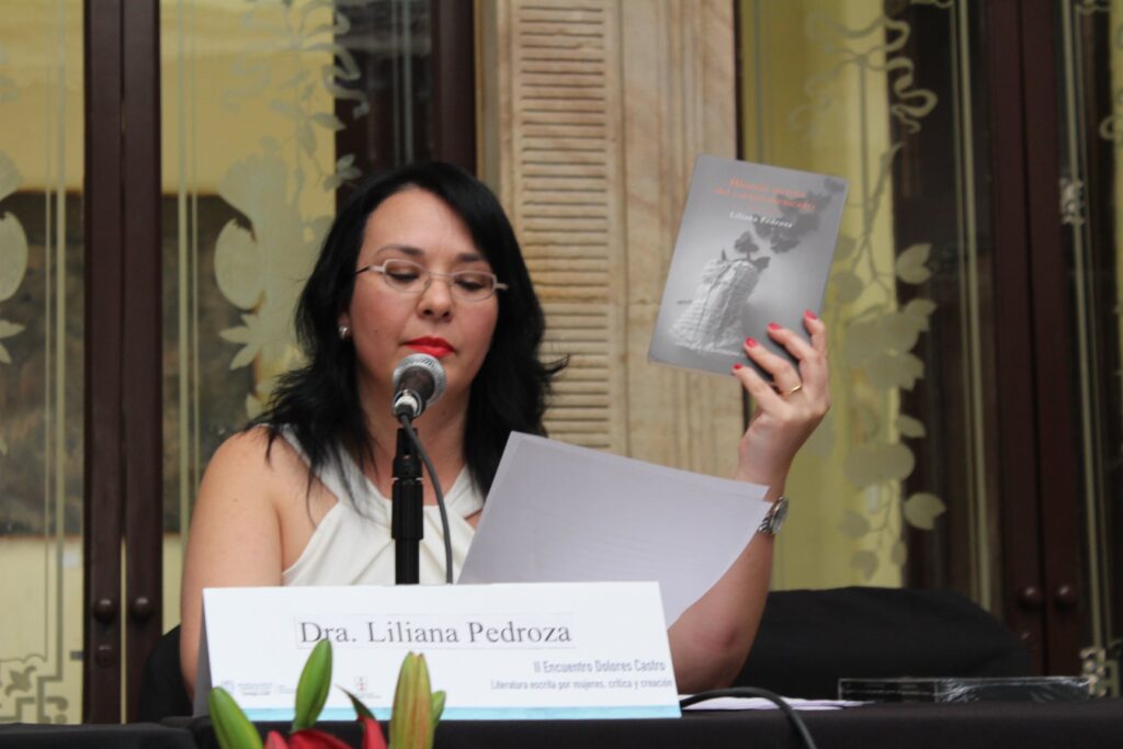 Liliana Pedroza en el Encuentro Dolores Castro de 2019, en Aguascalientes. Foto cortesía de la autora.
