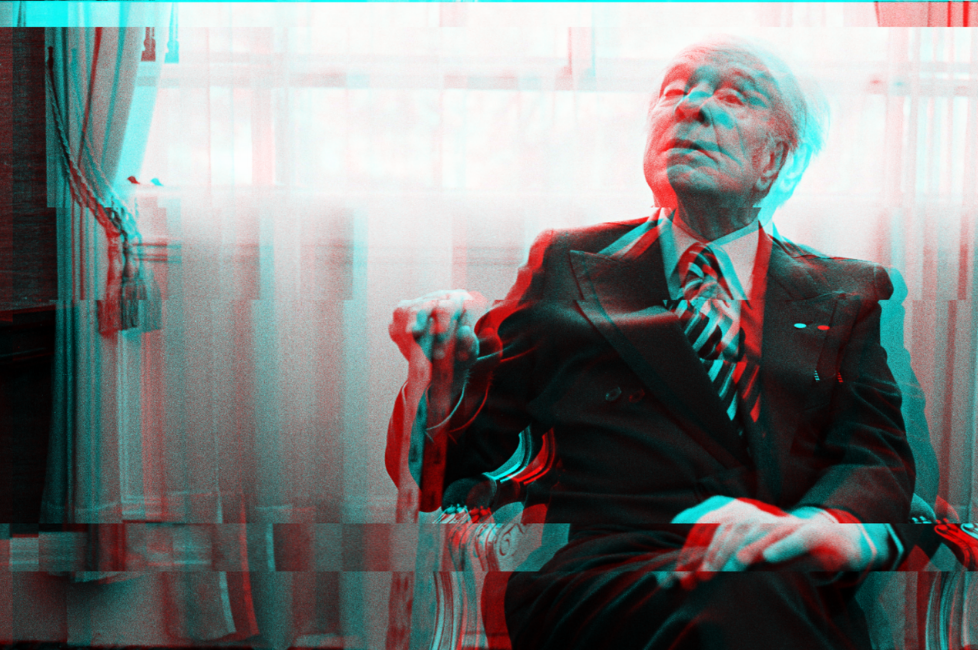 Jorge Luis Borges en París. Intervención digital.