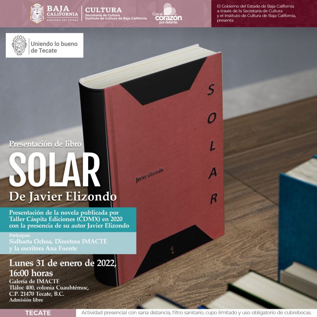 Flyer de la presentación de Solar, de Javier Elizondo