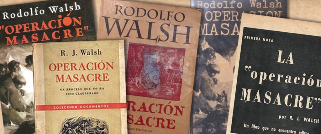 Portadas de Operación Masacre de Rodolfo Walsh. Imagen tomada de Revista Haroldo