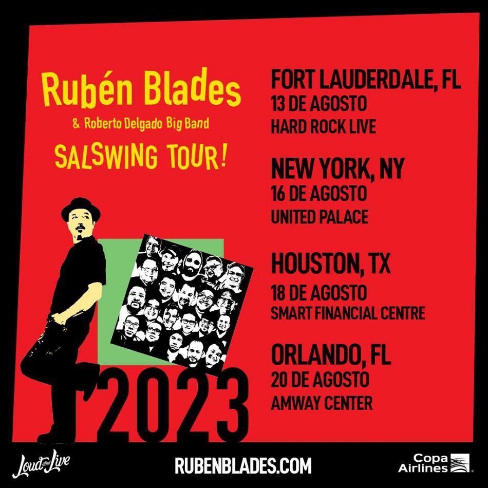 Imagen promocional de algunos conciertos de Rubén Blades en 2023
