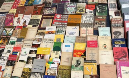 Libros en el jardín de San Fernando CDMX. Foto de Óscar Alarcón