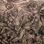 Fragmento de una impresión de Los cuatro ángeles vengadores de Alberto Durero. Fotografía de Mirna Coreliel