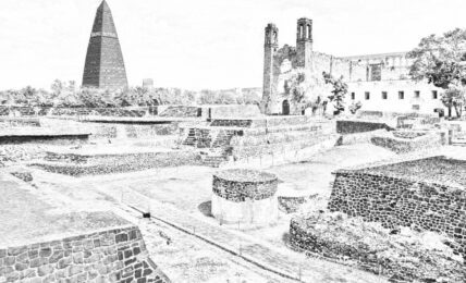Boceto de Tlatelolco. Imagen por cortesía de Evelina Iniesta