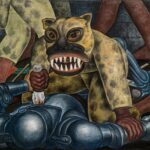 Guerrero indio por Diego Rivera. Fresco sobre cemento reforzado en estructura metálica 1931