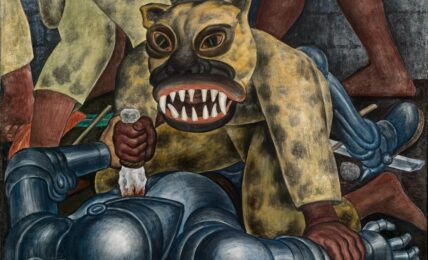 Guerrero indio por Diego Rivera. Fresco sobre cemento reforzado en estructura metálica 1931