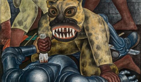Guerrero indio por Diego Rivera. Fresco sobre cemento reforzado en estructura metálica 1931