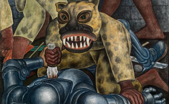 Guerrero indio por Diego Rivera. Fresco sobre cemento reforzado en estructura metálica 1931