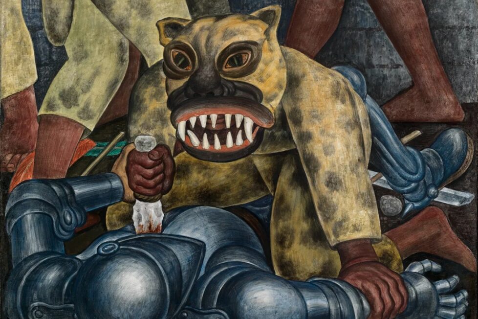 Guerrero indio por Diego Rivera. Fresco sobre cemento reforzado en estructura metálica 1931