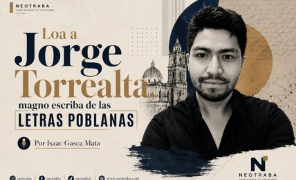 Loa a Jorge Torrealta magno escriba de las letras poblanas por Isaac Gasca Mata. Imagen generada con IA ChatGPT