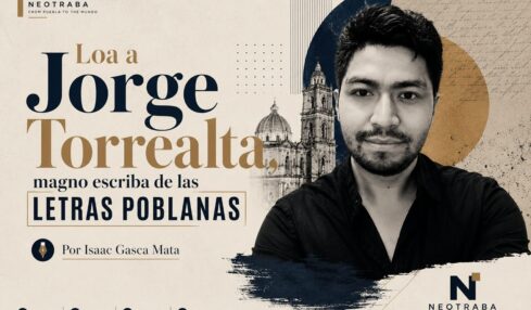 Loa a Jorge Torrealta magno escriba de las letras poblanas por Isaac Gasca Mata. Imagen generada con IA ChatGPT