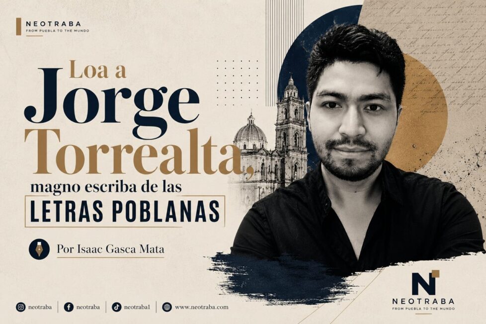 Loa a Jorge Torrealta magno escriba de las letras poblanas por Isaac Gasca Mata. Imagen generada con IA ChatGPT