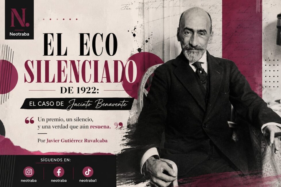El eco silenciado de 1922 el caso de Jacinto Benavente por Javier Gutiérrez Ruvalcaba. Imagen generada con IA ChatGPT