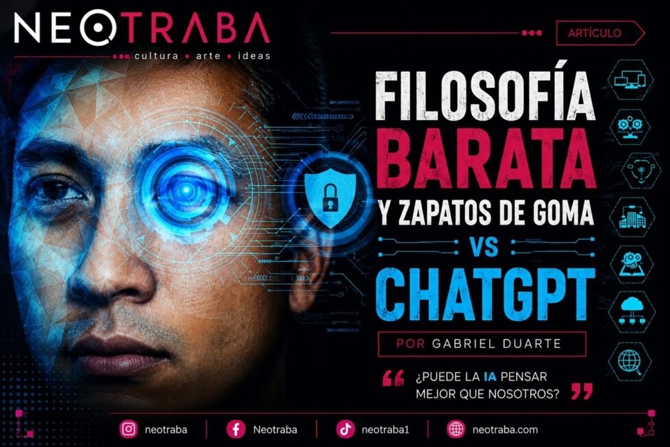 Filosofía y zapatos de goma vs ChatGPT. Imagen generada con IA ChatGPT
