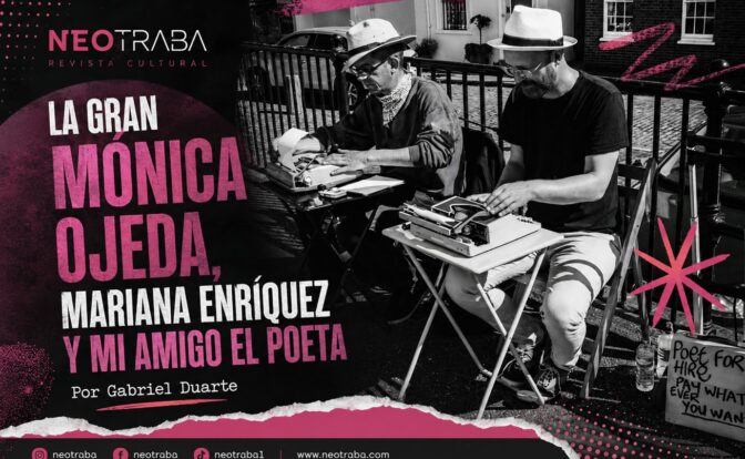 La gran Mónica Ojeda, Mariana Enriquez y mi amigo el poeta por Gabriel Duarte. Imgen creada con IA ChatGPT