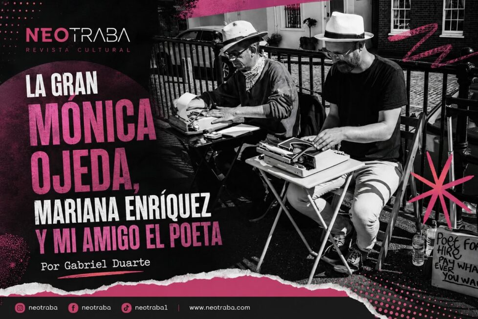 La gran Mónica Ojeda, Mariana Enriquez y mi amigo el poeta por Gabriel Duarte. Imgen creada con IA ChatGPT