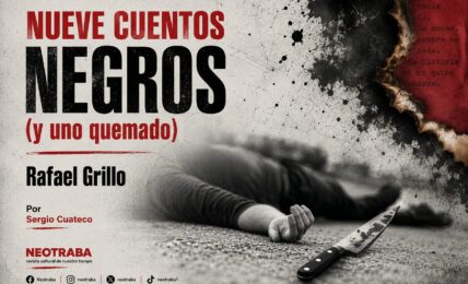 Nueve cuentos negros y uno quemado de Rafael Grillo por Sergio Cuateco. Imagen generada con IA ChatGPT