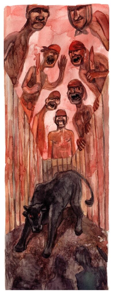 Ilustración de El matadero de Esteban Echeverría. Ilustración de Darío Mekler