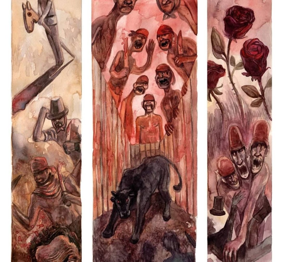 Ilustración de El matadero de Esteban Echeverría. Ilustración de Darío Mekler