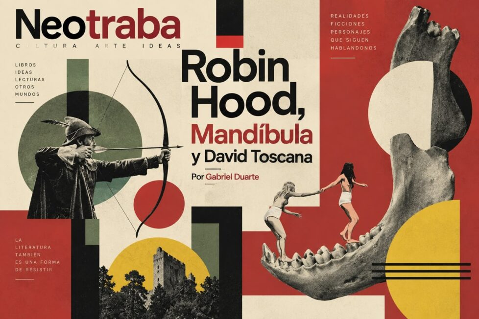 Robin Hood, Mandíbula y David Toscana. Imagen realizada con IA ChatGPT