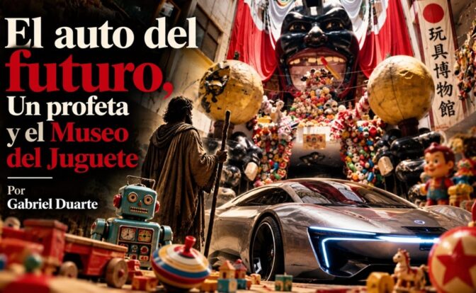 El auto del futuro, Un Profeta y el Museo del Juguete por Gabriel Duarte. Imagen generada con IA ChatGPT