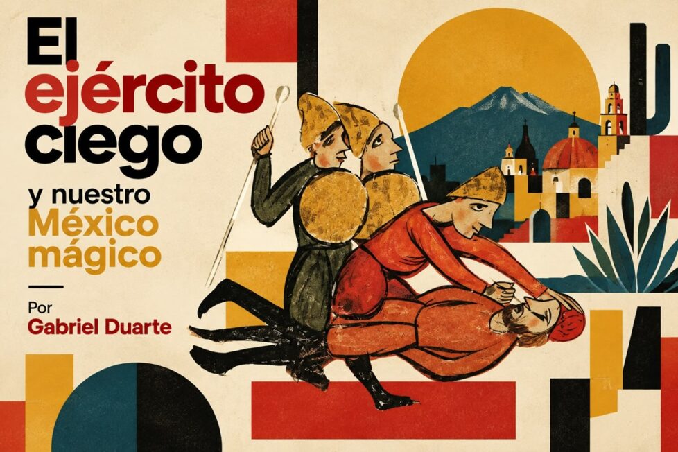 El ejército ciego y nuestro México mágico por Gabriel Duarte. Imagen generada con IA ChatGPT