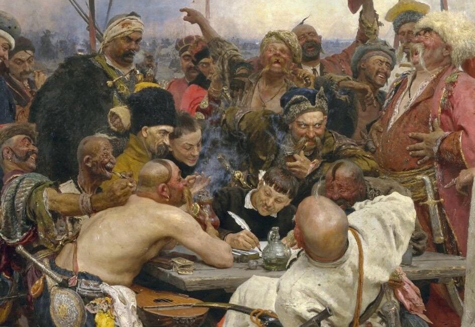 Fragmento de Cosacos zaporogos escribiendo una carta al Sultán