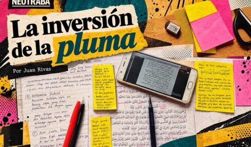 La inversión de la pluma por Juan Rivas. Imagen generada con IA ChatGPT
